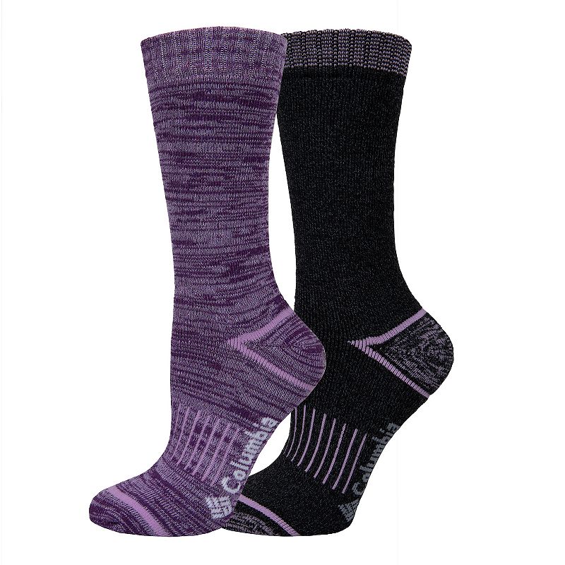Womens Columbia Space-dyed 2pk. Crew Socks, Size: 9-11, Purple