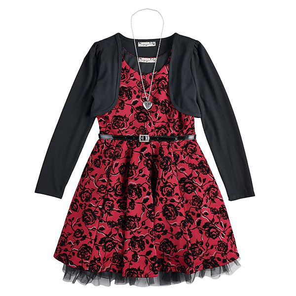 Girls 716 Knitworks Belted Skater Dress & Shrug