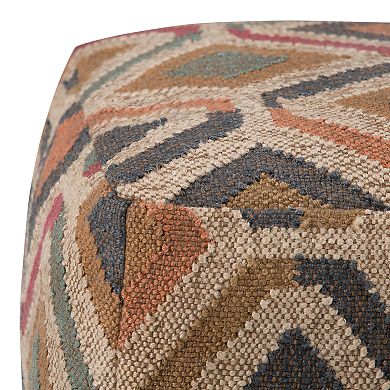 Simpli Home Johanna Kilim Square Pouf