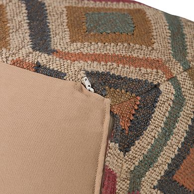 Simpli Home Johanna Kilim Square Pouf