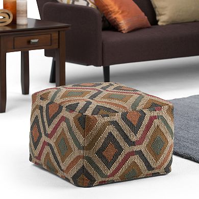 Simpli Home Johanna Kilim Square Pouf