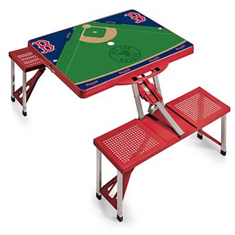 Picnic Time Boston Red Sox Field Design Portable Picnic Table with Bench Seats