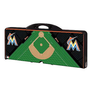 Picnic Time Miami Marlins Portable Picnic Table with Field Design