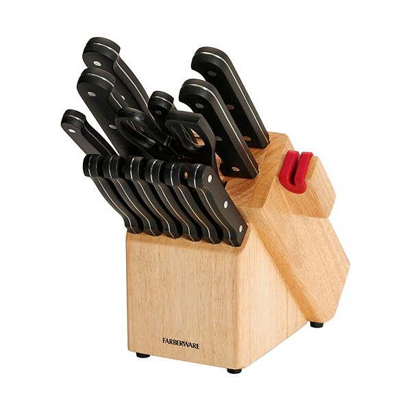 Farberware 16-Piece Edgekeeper Stainless Steel Block Set with Built in Knife Sharpener - Cutlery