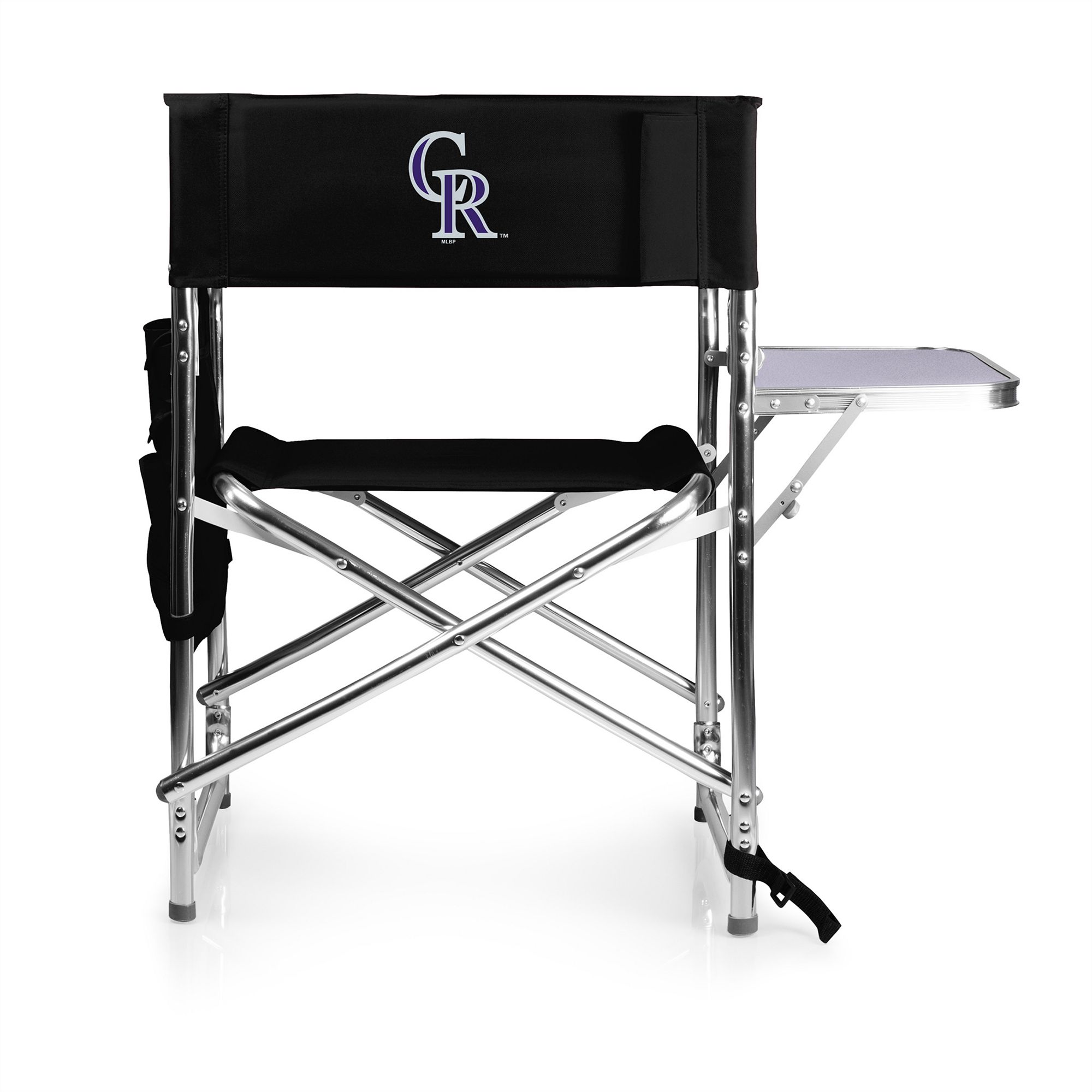 Picnic Time Colorado Rockies Sports Side Table Chair, Black