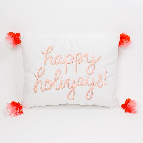 Lc Lauren Conrad Happy Holiyays Pom Pom Christmas Throw
