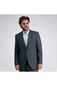 Image of Haggar Mens Travel Performance Stria Tic Tailored Fit Suit Separate Coat  Dark Heather Grey  44L