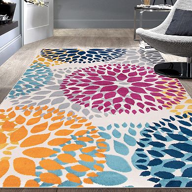 World Rug Gallery Newport Modern Floral Circles Area Rug