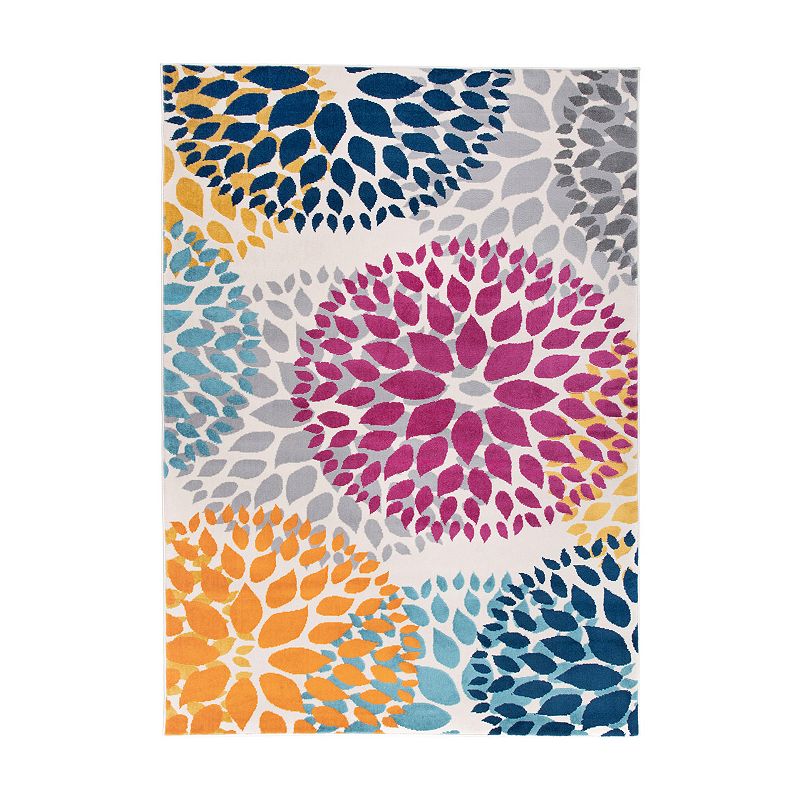 World Rug Gallery Modern Floral Circles Multi 6 6  x 9  Area Rug