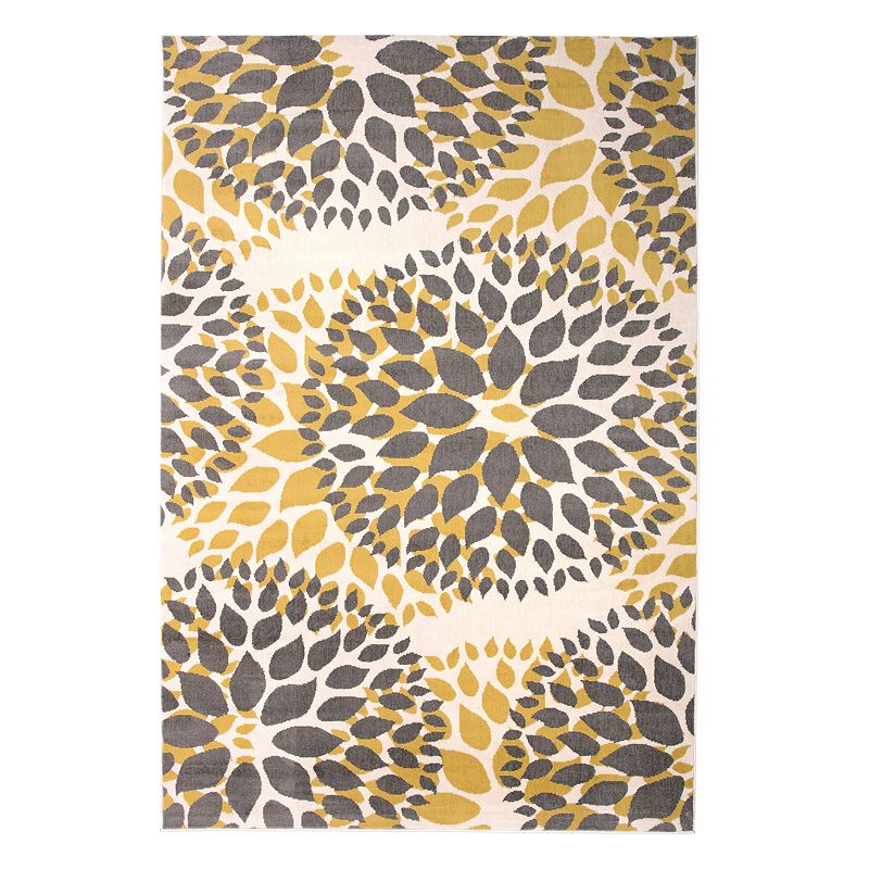 Modern Floral Design Yellow 7' 6" x 9'5" Indoor Area Rug