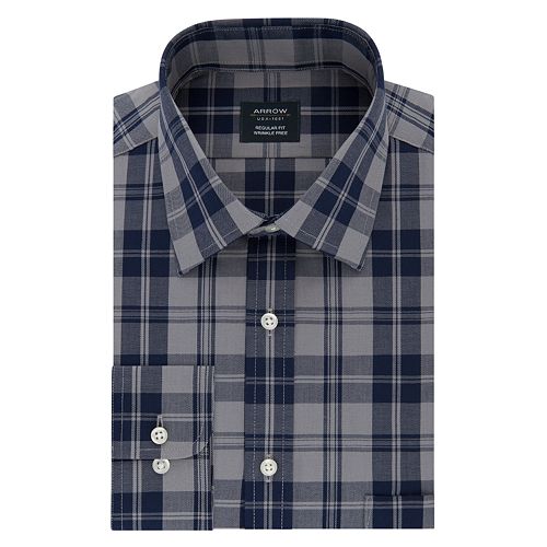 Men's Arrow RegularFit Plaid Stretch SpreadCollar Dress Shirt