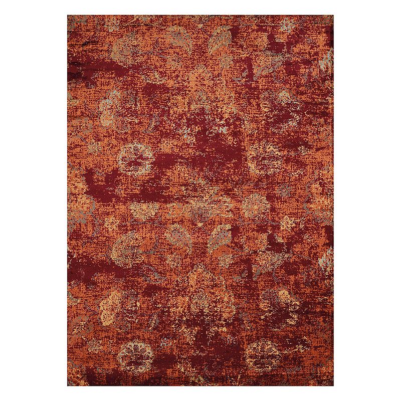 United Weavers Bridges Via Vicosa Floral Rug, Red, 5X7 Ft