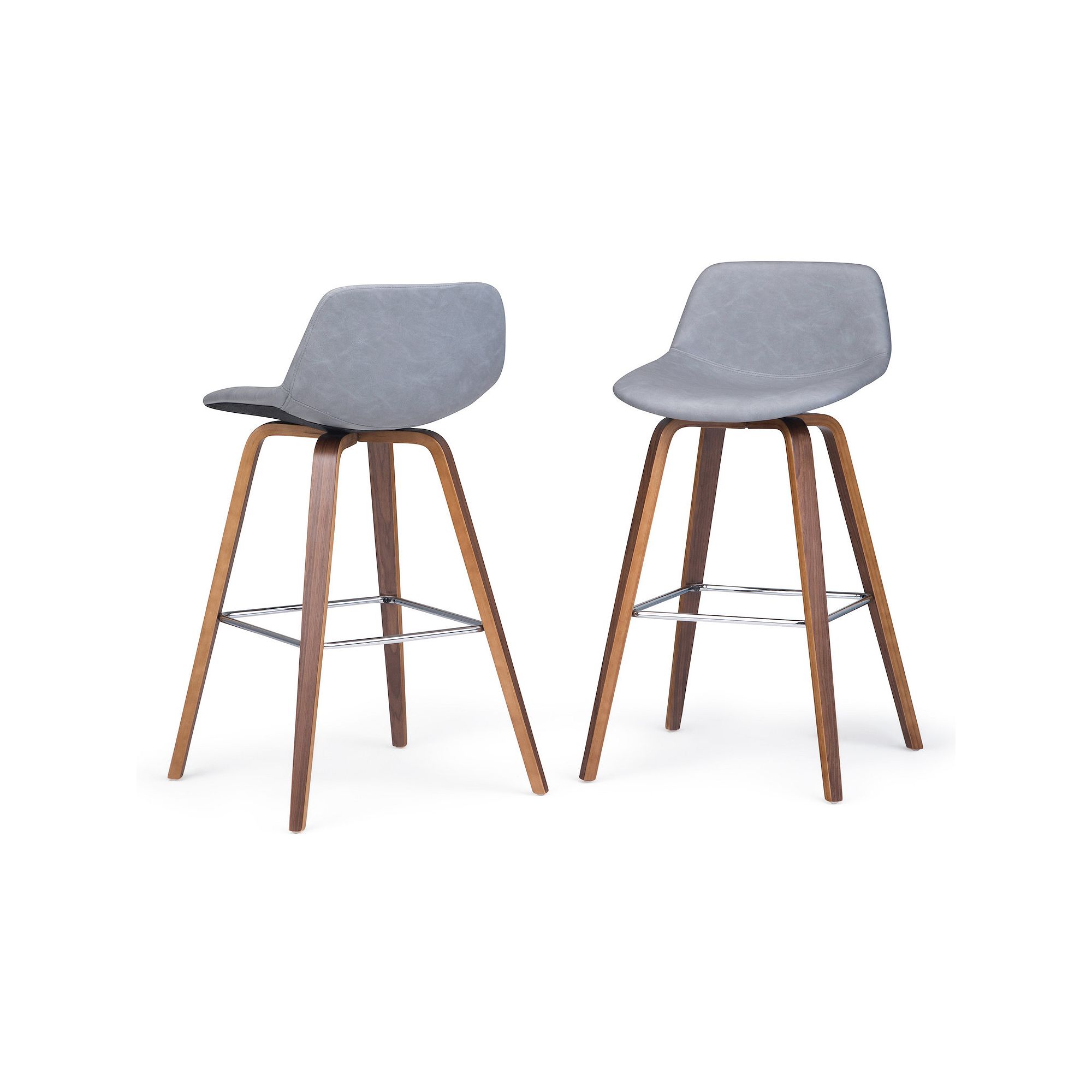 Simpli Home Randolph Bentwood Counter Height Stool (Set of 2), Grey Gray