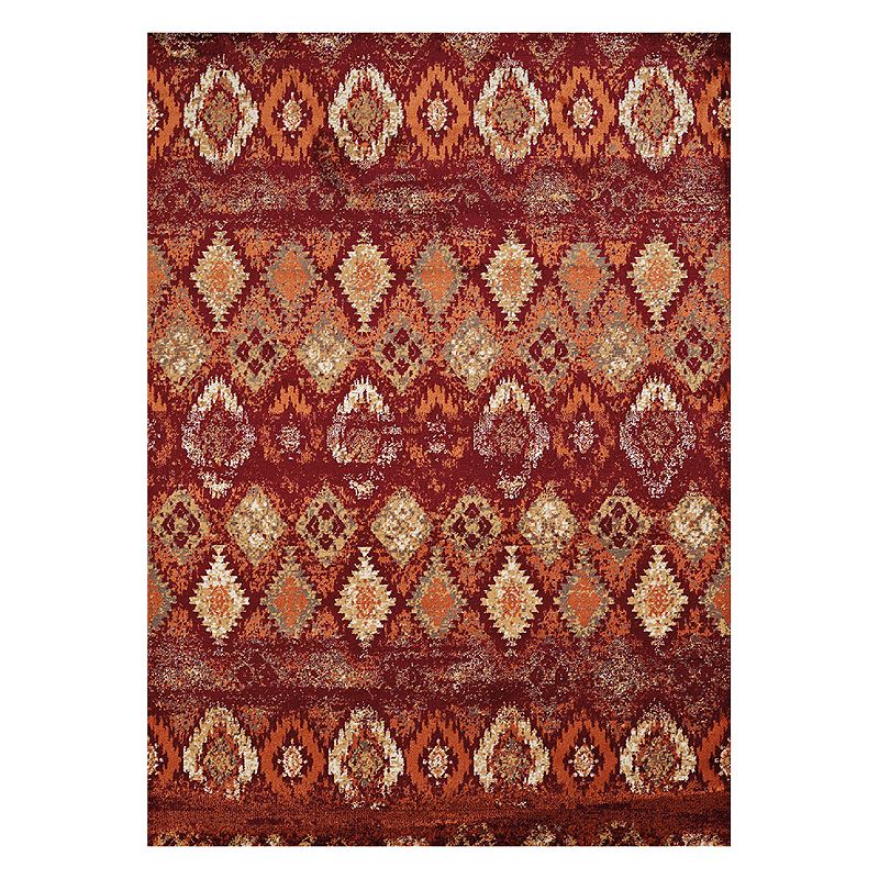 United Weavers Bridges San Paula Geometric Rug, Red, 5X7 Ft