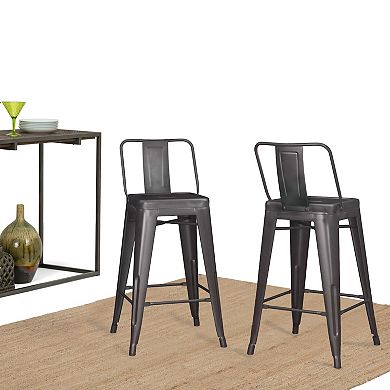 Simpli Home Rayne Metal Counter Stool 2-piece Set