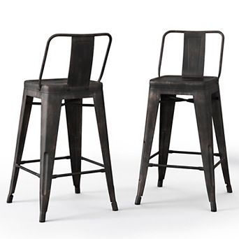 Simpli Home Rayne Metal Counter Stool Set of 2