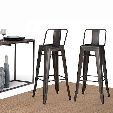 Simpli Home Rayne 30 inch Metal Bar Stool (Set of 2)