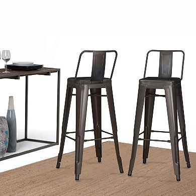 Simpli Home Rayne Metal Bar Stool 2-piece Set