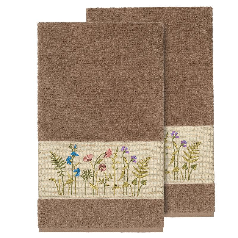 Linum Home Textiles Serenity Embellished Bath Towel Set, Latte