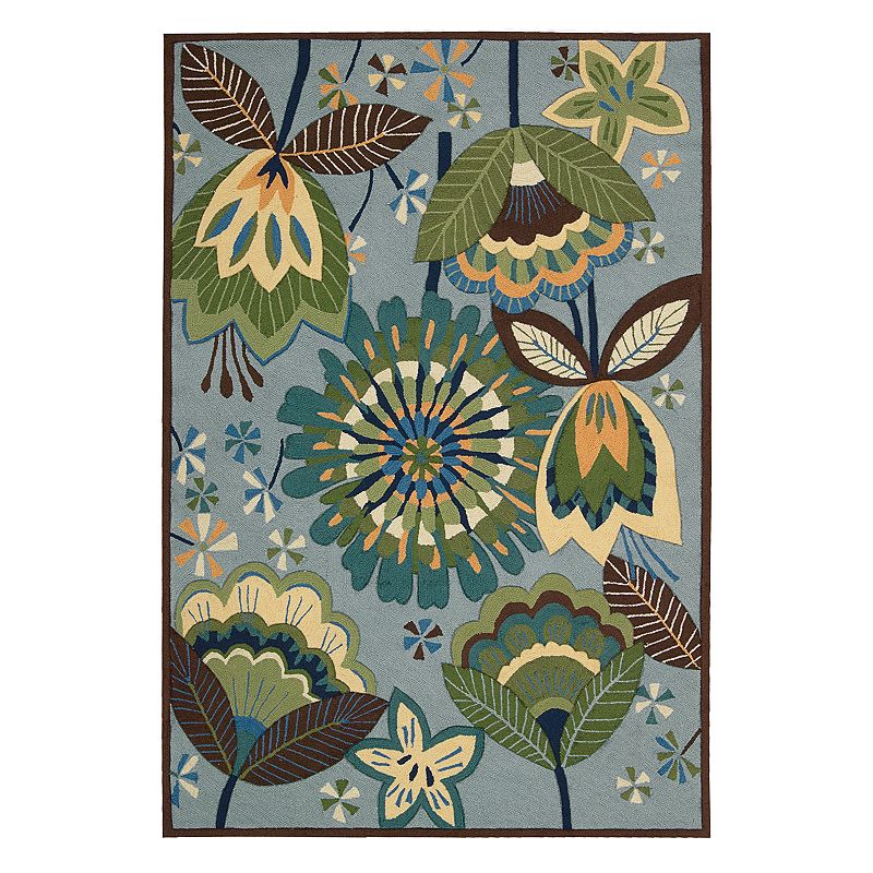 Nourison Fantasy Aqua Floral Area Rug, Turquoise/Blue, 5X7.5 Ft