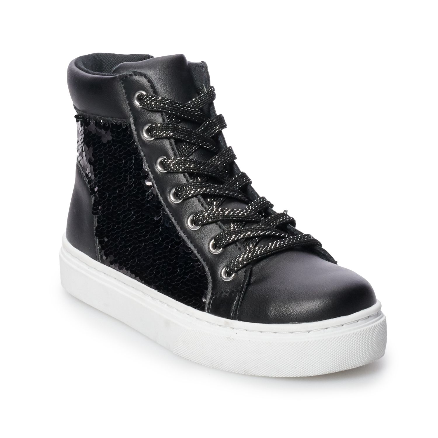 black sequin high top sneakers