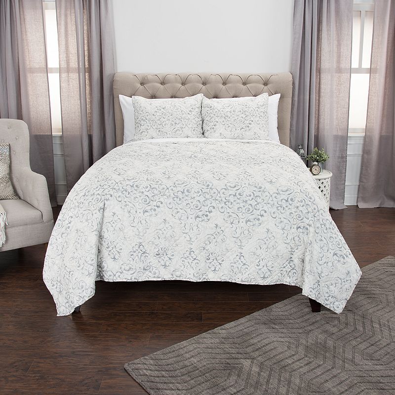 Rizzy Home Maddux Place Astrid Geometric Quilt Set, White, Twin