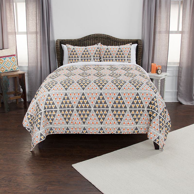 Rizzy Home Maddux Place Tommy Geometric Quilt Set, Grey, Twin