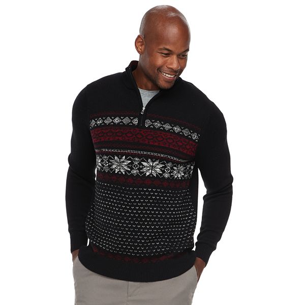 Men's Croft & Barrow® Classic-Fit Holiday Fairisle Quarter-Zip Sweater