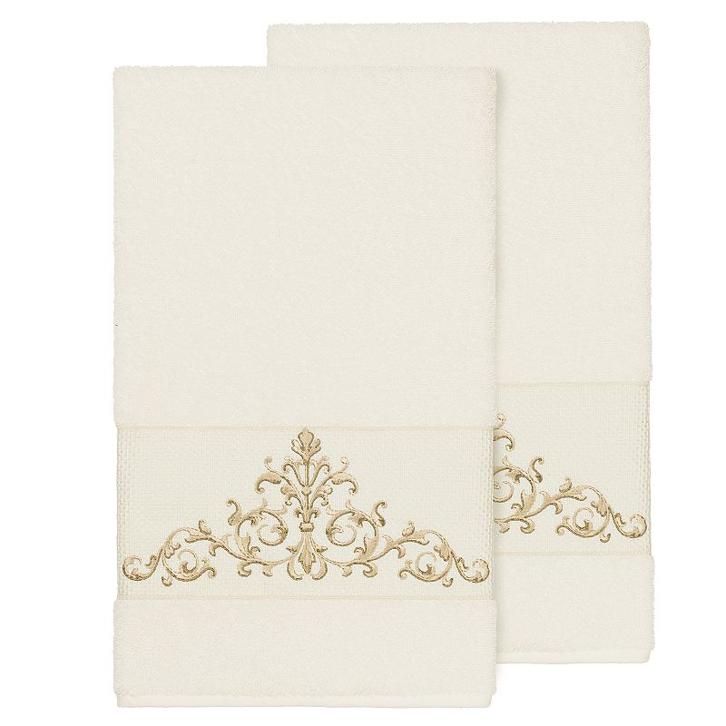 Linum Home Textiles Scarlet Embellished Bath Towel Set, Ivory