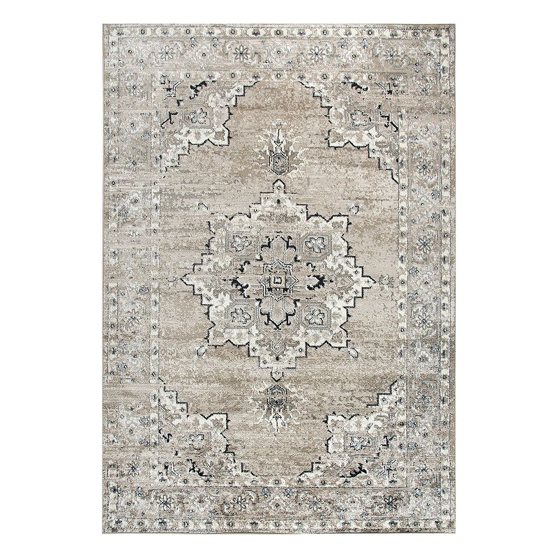 Rizzy Home Encore Traditional Medallion Geometric Rug, Brown, 5X7 Ft