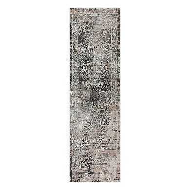 Rizzy Home Panache Transitional Central Medallion Scroll Work Distressed Geometric Rug