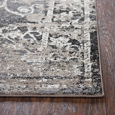 Rizzy Home Panache Transitional Central Medallion Scroll Work Distressed Geometric Rug