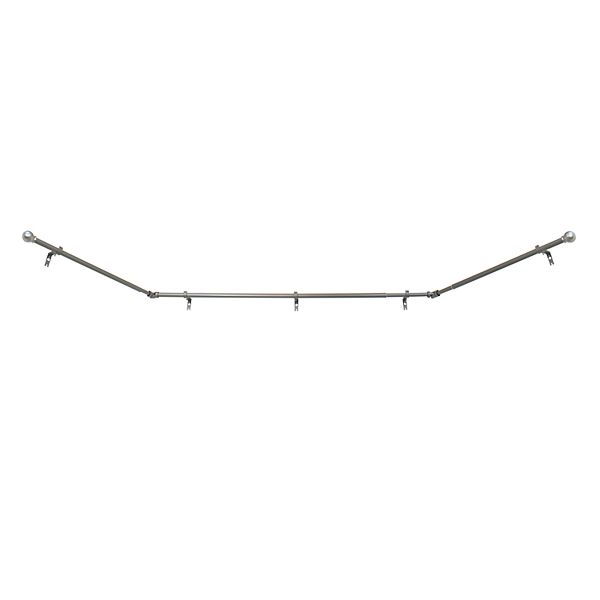Home Décor Int'l - Set Asta Per Tende In Acciaio Con Finitura Legno E Terminali A Sfera, Diametro 2,5 Cm, Regolabile Da 91 A 183 Cm, Colore Rovere - 2