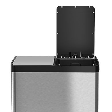 iTouchless Halo Premium SoftStep 16-Gallon Stainless Steel Step Recycler Trash Can