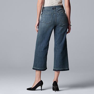 Women's Simply Vera Vera Wang Raw Hem Midrise Wide-Leg Crop Jeans