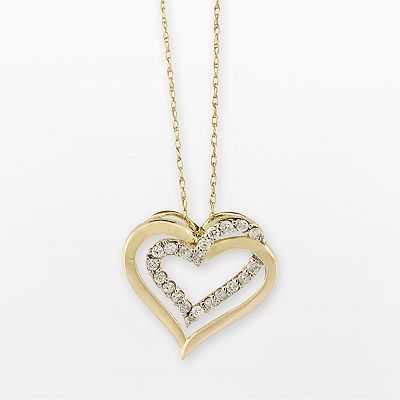 10k Gold 1 4 ct. T.W. Diamond Double Heart Pendant