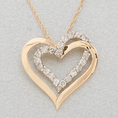 10k Gold 1/4-ct. T.W. Diamond Double-Heart Pendant