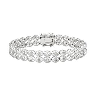 HDI Sterling Silver 1/2 Carat T.W. Diamond Double Row Bracelet