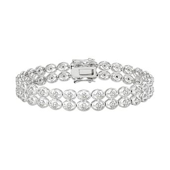 HDI Sterling Silver 1/2 Carat T.W. Diamond Double Row Bracelet
