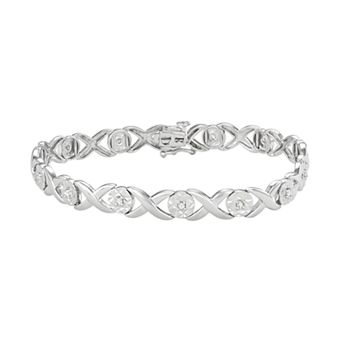 HDI Sterling Silver 1/4 Carat T.W. Diamond "XO" Bracelet
