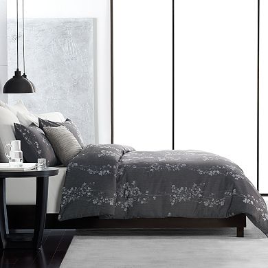 Simply Vera Vera Wang Dark Linear Floral 3-piece Comforter and Sham Set