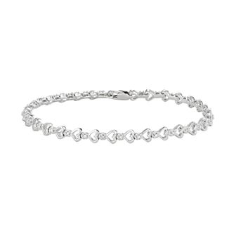 HDI Sterling Silver 1/6 Carat T.W. Diamond Heart Link Bracelet