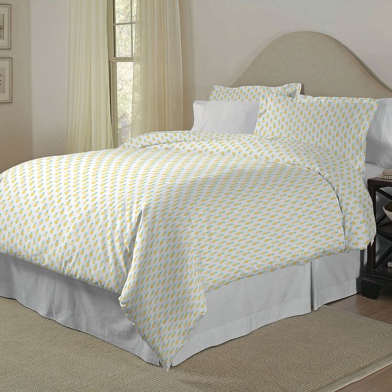 Pointehaven 200 Thread Count Cotton Print Duvet Cover Set, Pineapple, Twin