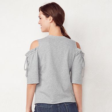 Women's LC Lauren Conrad Weekend Cold-Shoulder Ruffle Sweatshirt