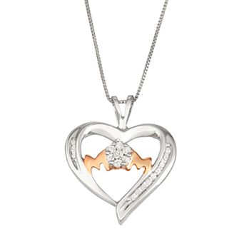 HDI Sterling Silver 1/5 Carat T.W. Diamond "Mom" Heart Pendant Necklace