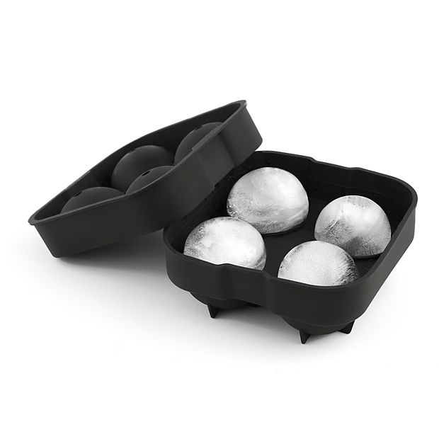 Ice Ball Maker Mold - Black Flexible Silicone Ice Tray - Molds 4 X
