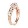 14k Rose Gold Over Silver 1/6 Carat T.W. Diamond Halo Ring