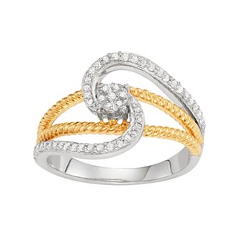 HDI 14k Gold Over Silver 1/4 Carat T.W. Diamond Swirl Ring