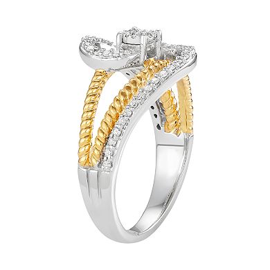 HDI 14k Gold Over Silver 1/4 Carat T.W. Diamond Swirl Ring
