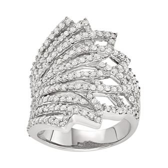HDI Sterling Silver 1 1/2 Carat T.W. Diamond Fan Ring
